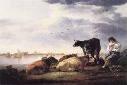 Aelbert Cuyp Cows and Herdsman by a River China oil painting reproduction